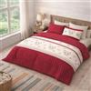 Tex family Copripiumino Cuore Stella Alpina Rosso 100% Cotone - Set Letto Invernale con Federe, Bottoni e Patella 40 cm - MATRIMONIALE 2 PIAZZE