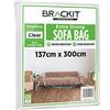 brackit Custodia per divano, in plastica, resistente, per divano fino a 3 posti, 300 x 137 cm, colore: trasparente/verde