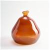 THE GLASS COMPANY Vaso basso in vetro riciclato e design liscio irregolare - Vaso di vetro artigianale stile mediterraneo Decorazione della casa (Ambra)