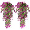 HBell 4 fiori artificiali da appendere, resistenti ai raggi UV, bouquet di fiori da appendere, piante rampicanti pendenti per parete, casa, giardino, cortile, patio, matrimoni, decorazione per interni