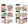 PaxCulina Set di 6 contenitori da 1,25 l con coperchio piccolo, impilabili, piccoli contenitori da 17,7 x 13 x 8,2 cm, scatola di plastica trasparente, per cancelleria, materiale fai da te, accessori