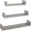 vetrine in rete Vetrineinrete® Set da 3 mensole a Parete in Legno MDF Laccato Bianco o Rovere Grigio a Forma di U libreria scaffale pensili sospesi Kit Montaggio inlcuso a Scomparsa (Rovere Grigio) G55