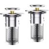 LEMLIN 2 tappi per lavandino per scarico da 34 - 40 mm, tappo di scarico per lavandino con filtro per capelli, filtro universale pop-up per doccia a scarico rapido, tappo di scarico per lavabo
