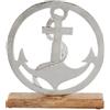 com-four® ancora stand-up premium - ancora decorativa in metallo su base in legno di mango - ancora marittima da montare (marrone/argento - ancora)