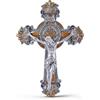 DICOSMETIC Santa Benedetto Medaglia Croce 26 x 18,4 cm, 2 toni, Gesù Cristo, decorazione da parete cattolica, finitura argento anticato, regalo religioso, per uomini e donne, decorazione per la casa