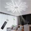 Dobecd Intelligente Plafoniera Con Ventilatore Da Soffitto Reversibile Moderna Pala Soffitto Con Luce Dimmerabile Lampadario Ventilatore Da Soffitto Soggiorno Telecomando Silenzioso Timer-White||100cm