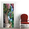 A.Monamour Adesivo Porta Autoadesiva 3D Passerella In Legno Fino Alla Cima Del Paesaggio Del Giardino A Cascata Vinile PVC Adesivi per Porte Interne Pellicola Adesiva Poster Murale Parete 85x215cm
