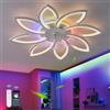 QINGYING Fiore RGB Lampadario Con Pale, Ventilatore Da Soffitto Con Luce Silenzioso E Telecomando, Lampada Con Pale Reversibile 6 Velocità Dimmerabile Per Camera Da Letto Soggiorno, Bianco