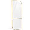 Barberpub Specchio parete con luce, intero cornice alluminio, grande con mensola, touch, 3 colori dimmerabili, per parrucchiere, 17x65x170 cm, J6298 (Bianco-Oro)