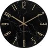 IvoQ Orologio da parete di lusso Ø30 cm - Effetto marmo nero con numeri e lancette dorate - Elegante orologio in vetro - Design moderno per soggiorno, camera da letto o ufficio