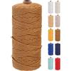 GOHOF Corda macramè in cotone macramè 3 mm x 100 m corda in cotone morbido intrecciato a 4 fili uno dei materiali più perfetti per macramè corda di cotone senza sostanze chimiche (colore caramello)