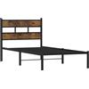 vidaXL Giroletto Senza Materaso in Metallo Rovere Fumo 80x200 cm, giroletto con testiera, Struttura Letto, Telaio Letto, giroletto con Testata