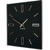FLEXISTYLE Orologio da parete 30 cm, design senza ticchettio, oro moderno, quadrato, 3D, bagno, soggiorno (nero oro)