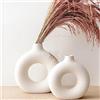 mengamu Vaso a ciambella per erba della pampa, vaso di fiori moderno, decorazione boho, decorazione moderna per la casa, vaso decorativo in ceramica, bagno, soggiorno decorazione moderna
