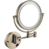Generic Specchio Trucco da Parete con Luci LED, 8 Bagno Specchio Ingranditore da Parete, Girevole a 360° Specchio Bagno, Acciaio Inox 1x/5x Specchio Estensibile per Make-up e Rasatura,Bronzo