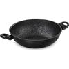 Barazzoni Granitica Extra Saltapasta Wok Due Manici, Rivestimento Interno Innovativo Marmotech a 5 Strati Effetto Pietra, Cm 32, Litri 3.7, Nero