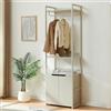 [en.casa] Stand Appendiabiti da Terra in Acciaio con 3 Ripiani Guardaroba Aperto Asta Vano Portabiti e Armadietto Organizzatore Ingresso Camera da Letto 200 x 61 x 40 cm - Grigio