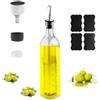 Gvolatee oliera salvagoccia 500ml, dispenser olio d'Oliva e Aceto con beccuccio, Imbuto in Acciaio Inossidabile, etichette, dosatore olio, Trasparente bottiglie vetro per Cucina, BBQ, insalate