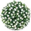 DAZZLEEX Pallina da giardino per paesaggistica, palline artificiali con fiori di rosa topiaria da appendere per piante resistenti ai raggi UV (D 25 cm)