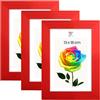 MG Design Set da 3 cornici portafoto 13 x 18 cm - Cornici in legno Rosso con vetri acrilici infrangibili, verticale e orizzontale, da appendere e da appoggiare