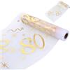 Hejo Runner Da Tavolo per 80° Compleanno,28cmx10m Runner Oro per Compleanno Decorazione,80 Anni di Runner Tavola,Morbida Runner Oro Da Tavolo per Feste di Compleanno,Natale,Decorazione Banchetti