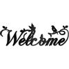 CREATCABIN Cartello Decorativo Parete in Metallo Nero Scritta Benvenuto e Scritta in Ferro Battuto Silhouette Uccello e Parole Vuote Veranda Soggiorno Ufficio Giardino Balcone 30x10cm