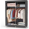 INTIRILIFE Armadio Guardaroba Pieghevole 108x45x170 cm in Grigio Topo - Cabina Tessuto con Cerniera Zip, Anta Richiudibile e Appendiabiti - Custodia de Campeggio Camera da Letto