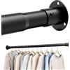 Aiitomg Asta Appendiabiti per Armadio Estensibile, Bastone per Armadio con Prese di Fissaggio e Viti, Asta per Armadio Appendiabiti per Armadio, Guardaroba, Lavanderie, 85-235 cm, Nero (Diametro 32 mm)