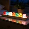 Umllpet Set di 7 Sfere di Cristallo con Supporto in Legno LED, Sfere di Cristallo 3D Incandescenti, Decorazione Casa per Soggiorno Camera da Letto, Meditazione Chakra Ornamento