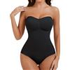 Miguofan Body modellante senza spalline per le donne con reggiseno integrato senza cuciture tubo di controllo della pancia top body suit body shaper, nero, X-Large
