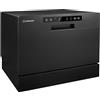 Turbionaire Lavastoviglie compatta Turbionaire AVA 6 TPDSAVA6CTB, 6 coperti, 6 programmi, Classe D, modalità Eco, addolcitore d'acqua, lavaggio 360°, funzione Restart, 55 cm, Nero opaco.