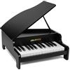 JALOKEE Tastiera per pianoforte per bambini, 25 tasti, pianoforte a coda in miniatura, strumento educativo in legno, volume regolabile, adatto per ragazze e ragazzi in età bassa (Nero)