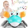 ZZQVIP Giocattoli Musicali Striscianti, Granchio Che Cammina Neonato Giochi, Giochi Neonato 3-6-9 Mesi, Idee Regalo per Bambini da 3-36 Mesi, velocità Controllabile, Educativi Tummy Time