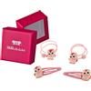 HAARallerliebst Set 4 mollette per capelli e per capelli in gomma Set con handbemalten Gufi per bambina in pinker Box di capelli di qualsiasi liebst