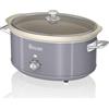 SWAN SF17031GRNEW Retro Slow Cooker 6,5L, Vetroceramica antiaderente senza PFOA e PTFE, grigio vintage