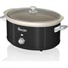 SWAN SF17031BNEW Retro Slow Cooker 6,5L, Vetroceramica antiaderente senza PFOA e PTFE, Vintage Black