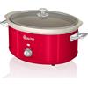 SWAN SF17031RNEW Retro Slow Cooker 6,5L, Vetroceramica antiaderente senza PFOA e PTFE, rosso vintage