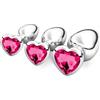 Qullmartle 3 Pezzi Anal Butt Plug,S+ M+ L Set Sex Toy,con Lusso Cuore Forma diamante di per uomo donna Principianti Giocattoli del Sesso (Rosso rosa)