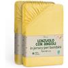 NatureMark Lenzuolo con angoli elasticizzati per bambini, 70 x 140 cm, morbido jersey, 100% cotone, set da 2 per culla e culla, colore: giallo