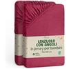 NatureMark Lenzuolo con angoli elasticizzati per bambini, 70 x 140 cm, morbido jersey, 100% cotone, set da 2 per culla e culla, bordeaux rosso