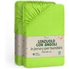 NatureMark Lenzuolo con angoli elasticizzati per bambini, 70 x 140 cm, morbido jersey, 100% cotone, set da 2 per culla e culla, verde mela