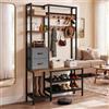 YITAHOME Appendiabiti con portascarpe autoportante con 2 ripiani, appendiabiti industriale con 9 ganci, adatto per corridoio, soggiorno e camera da letto, in metallo