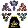 ODINROLL Set di Dadi Poliedrici, 35 Pezzi - 5 Set di Dadi per GDR con 1 Borsa per Dungeons and Dragons D&D RPG MTG Giochi da Tavolo, Include D20, D12, D8, D6, D4, D10 (0-9) e D10 (00-90)