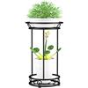 YIUKEA Supporto per piante per interni ed esterni, in metallo, scaffale alto per vasi di fiori, organizer per giardino, patio, soggiorno, bagno, ufficio (nero)