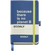 Miquelrius - Taccuino tascabile simile A6, carta certificata riciclata, 96 fogli lisci da 80 g/m², chiusura elastica, tasca interna e portapenne, 90 x 140 mm, blu