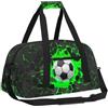 Ackutea Borsone da viaggio per bambini, borsa sportiva da palestra per ragazzi, scuola o durante la notte, weekender, pigiama party, allenamento, Calcio Verde, Borsone