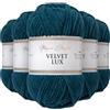 Utopia Crafts Velvet Lux - Filato di ciniglia super morbido per lavorare a maglia e uncinetto, 5 confezioni da 100 g (verde petrolio)