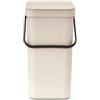 Brabantia Sort & Go Pattumiera 16L (Soft Beige), Pattumiera cucina in plastica con maniglia, Secchio spazzatura salvaspazio con coperchio stay open rimovibile, Cestino umido facile da pulire