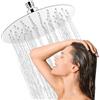 LDERFIV 8 Pollici /20cm Soffione Doccia a Pioggia Docce Fisso Rotondo Doccia Fisso Soffione in Acciaio Inox per Regolabile 360° con Getti in Silicone Anticalcare, G1/2'', Argento