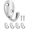 Fuxxer® 4 ganci antichi, ganci per asciugamani, ganci in ferro, design cromato, argento